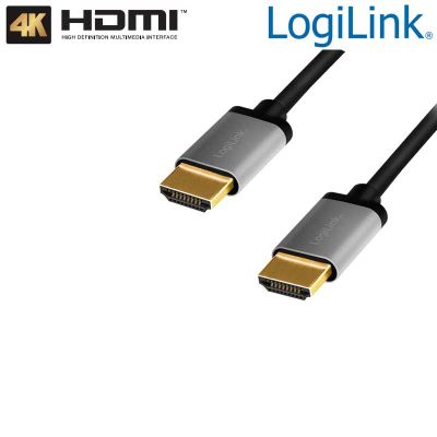 2m Cable HDMI 2.0 con Ethernet 4K/60Hz, Negro/Gris LogiLink CHA0101