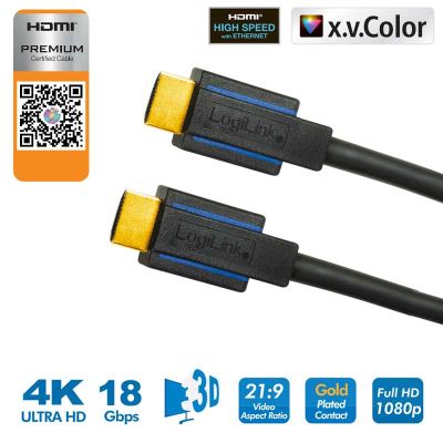 1,8m Cable HDMI 2.0 Premium HQ 4K Certificado LogiLink CHB004