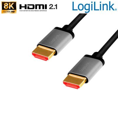 3m Cable HDMI 2.1, 8K/60Hz, Negro/Gris LogiLink CHA0106