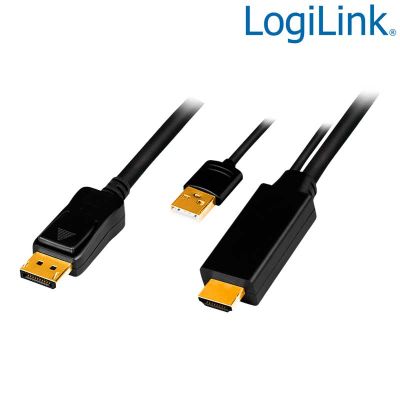 2m Cable Activo HDMI + USB a DisplayPort , Ultra HD 4K@30 Hz LogiLink CH0091