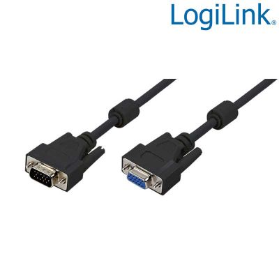 5m Cable SVGA con Ferrita Macho-Hembra Negro LogiLink CV0006