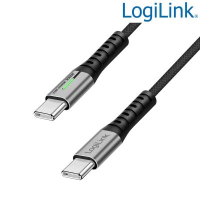 2m Cable USB 3.2 (Gen 2x2) Tipo C Macho-Macho, Negro, 20Gbps, 100W Logilink CU0434