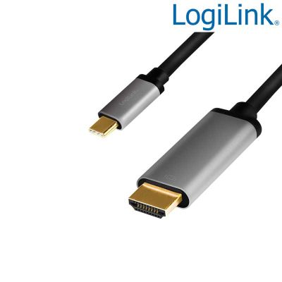 1.8m Cable USB 3.2 (Gen 1) Tipo C Macho a HDMI Macho 4K/60Hz, Negro/Gris LogiLink CUA0101