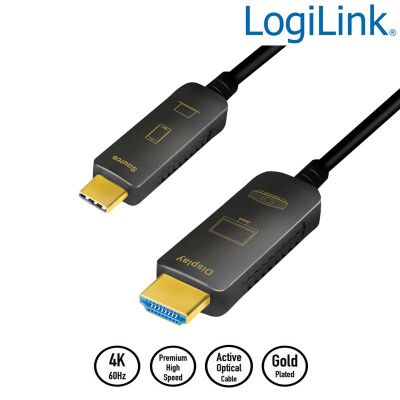 10m Cable USB 3.2 (Gen 2) Tipo C Macho a HDMI Macho UHD 4K/60Hz, AOC, Negro LogiLink CUF0100