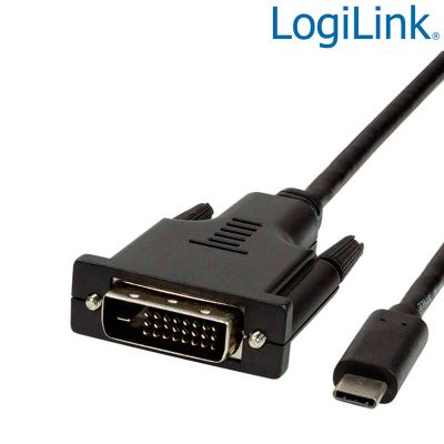 1.8m Cable USB 3.2 (Gen 1) Tipo C Macho a DVI Macho, Negro LogiLink UA0331