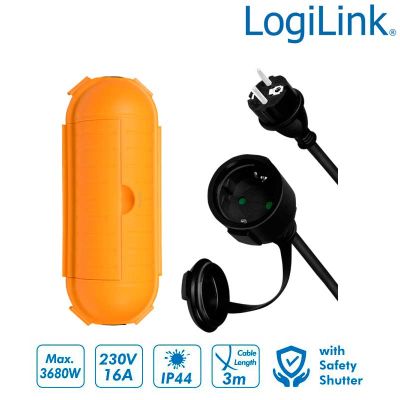 3m Cable Alargo Alimentación Schuko Negro Logilink LPS239