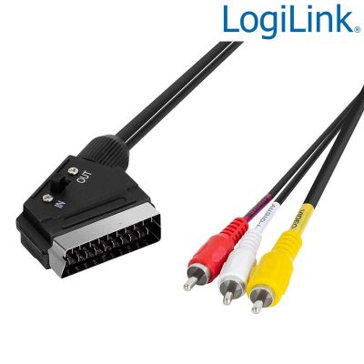 2m Cable Euroconector (IN/OUT) a 3 RCA M Logilink CA1029