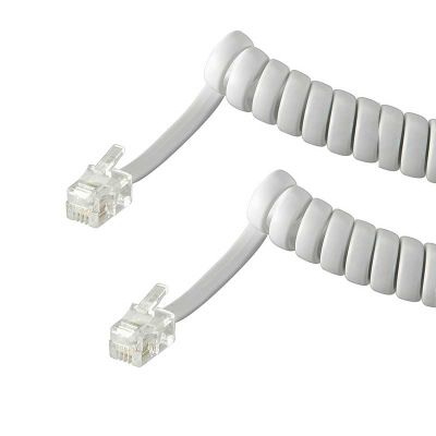 4m Cable de teléfono RJ10 Macho-Macho Rizado Blanco