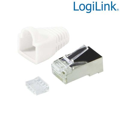 100 Conectores RJ45 Macho FTP Cat6, Capuchón Blanco, Guia Logilink MP0022W