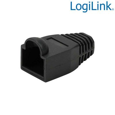 Funda Conector RJ45 Macho para RJ45 , 6,5mm, Negro (Bolsa 50pcs) LogiLink MP0064