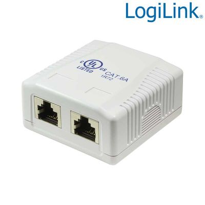 Caja de superficie 2 Conectores RJ45 Cat. 6A apantallado LogiLink NP0074