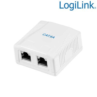 Caja de superficie 2 Conectores RJ45 Cat. 6A apantallado LogiLink NP0097