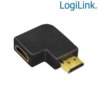 Adaptador HDMI tipo A (19p) Macho-Hembra en Ángulo de 90º , Plano Logilink AH0008