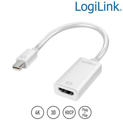 Cable Conversor Mini DisplayPort Macho-HDMI Hembra, 4K/30Hz LogiLink CV0036B