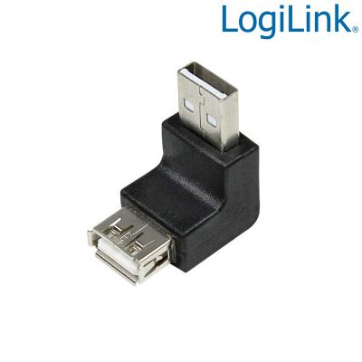 Adaptador USB 2.0 A Macho-Hembra Acodado 90º Logilink AU0025