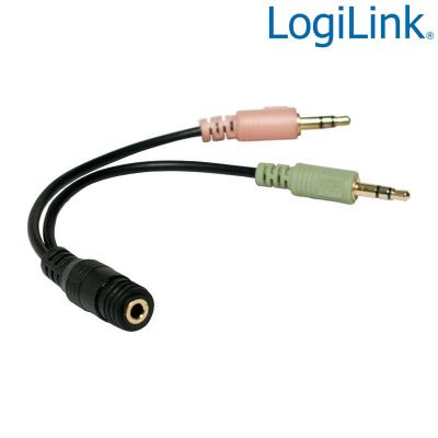 15cm Cable Adaptador Jack 3,5 H (4pin) 2 Jack 3,5 M Logilink CA0020
