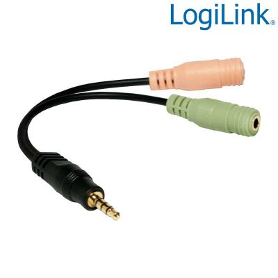 15cm Cable Adaptador Jack 3,5 M (4 pins) 2 Jack 3,5 H Logilink CA0021