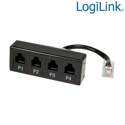 Adaptador modular de 1 RJ45 Macho a 4 RJ11 Hembra Logilink MP0036