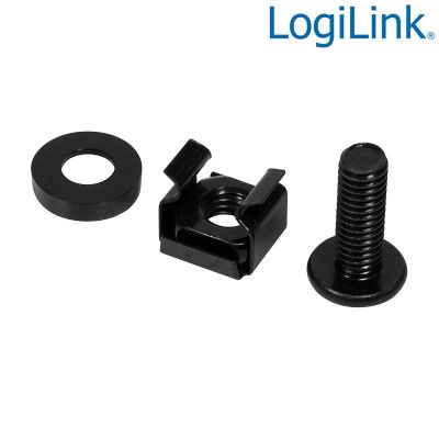 Kit de 50 Tornillos, Tuercas, Arandelas (M6) , Negro, Logilink AC116