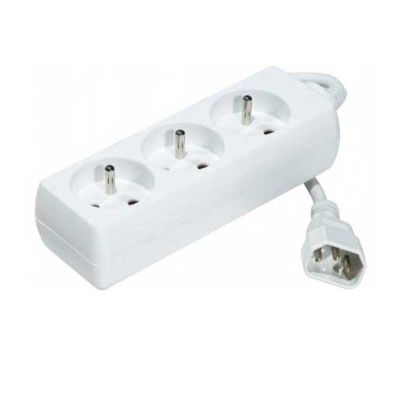 Regleta de 3 tomas para SAI Blanca IEC C14 a 3 Schukos