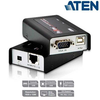 Extensor KVM USB-VGA 100m Tamaño Mini Aten CE100