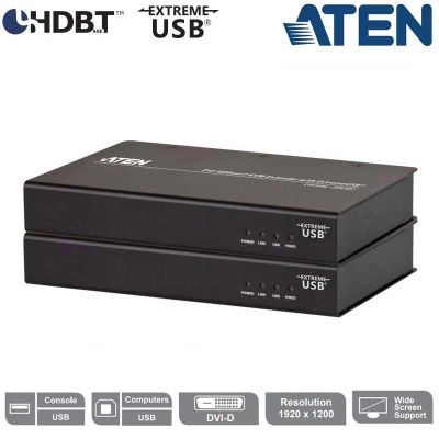 Extensor de KVM DVI HDBaseT con ExtremeUSB® (1920 x 1200 a 100m) Aten CE610A