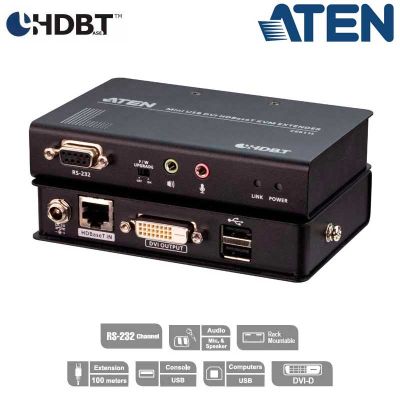 Extensor KVM USB-DVI (100m), HDBaseT, USB Perif, Aten CE611