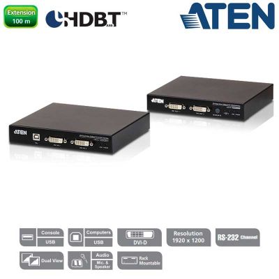 Extensor KVM USB DVI doble pantalla HDBaseT™ 2.0 (1920 x 1200 a 100 m) Aten CE624