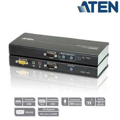 Extensor KVM USB-VGA con Audio y RS232 (200m) Aten CE750A
