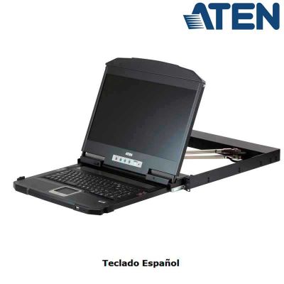 Consola LCD 18,5'', USB-HDMI (Full HD)-DVI-VGA , Dual Rail para Rack 19'' Tecl Español Aten CL3800NW