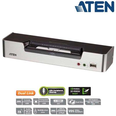 KVM de 2 Puertos USB DVI Dual View Aten CS1642A