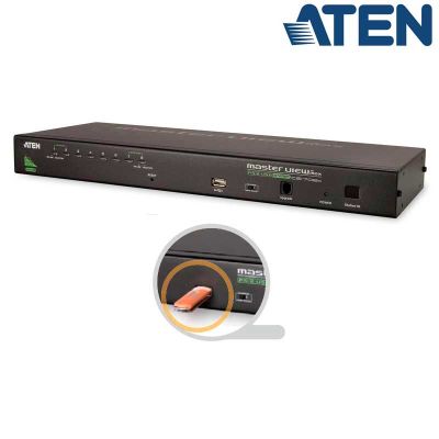 KVM de 8 Puertos USB PS/2 VGA, USB perif.  para Rack 19'' Aten CS1708A