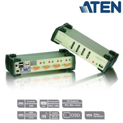 KVM de 4 Puertos USB PS/2 VGA con Audio Aten CS1734B