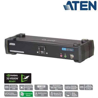 KVM de 2 Puertos USB DVI con Audio 7.1 y Hub USB 2.0 Aten CS1782A