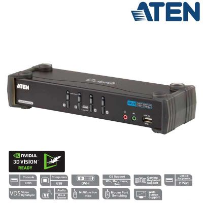 KVM de 4 Puertos USB DVI Dual Link con Audio y Hub USB 2.0 Aten CS1784A