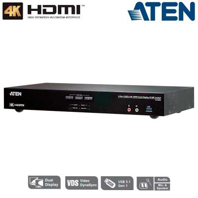 KVM de 2 Puertos USB 3.0 HDMI 4K Dual View Aten CS1842