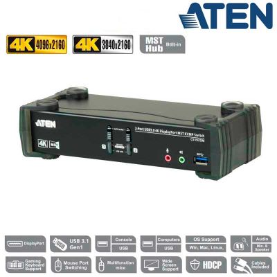KVM de 2 Puertos MST USB 3.0 DisplayPort 1.2, 4K con Audio Aten CS1922M