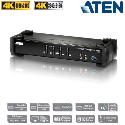 KVM de 4 Puertos USB 3.0 DisplayPort 1.2, 4K con Audio Aten CS1924