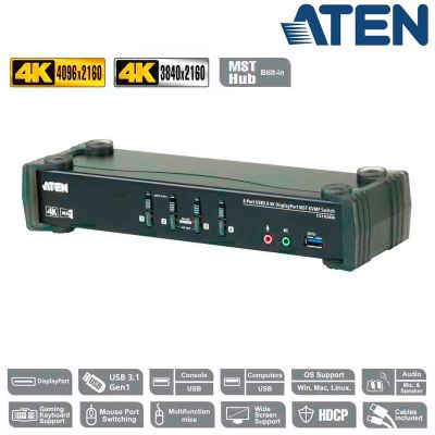KVM de 4 Puertos MST USB 3.0 DisplayPort 1.2, 4K con Audio Aten CS1924M