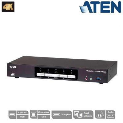 KVM de 4 Puertos USB 3.0 DisplayPort Dual View Aten CS1944DP