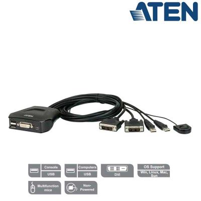 KVM formato cable de 2 Puertos USB DVI Aten CS22D