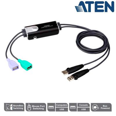 Conmutador KM de 2 Puertos para teclado y ratón USB Aten CS62KM
