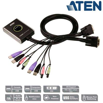 KVM de 2 Puertos USB DVI con Audio Aten CS682