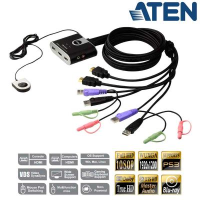 KVM de 2 Puertos USB HDMI con Audio Aten CS692