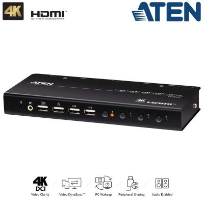 KVM de 4 Puertos USB 2.0 HDMI 4K Aten CS784H