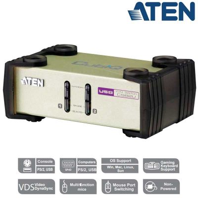 KVM de 2 Puertos USB&PS/2 VGA Aten CS82U