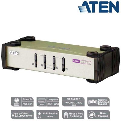 KVM de 4 Puertos USB&PS/2 VGA Aten CS84U
