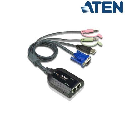 Adaptador KVM USB-VGA-Audio a 2 puertos Cat5e/6 (Virtual Media) Aten KA7178