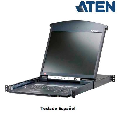 KVM Cat 5e/6 LCD 17'' de 8 Puertos, Sobre IP (1 Local/Remoto), Dual Rail, Rack 19'' Aten KL1508AIM