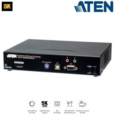 Transmisor KVM USB-DisplayPort 5K con transferencia isócrona USB sobre LAN Aten KX9970T